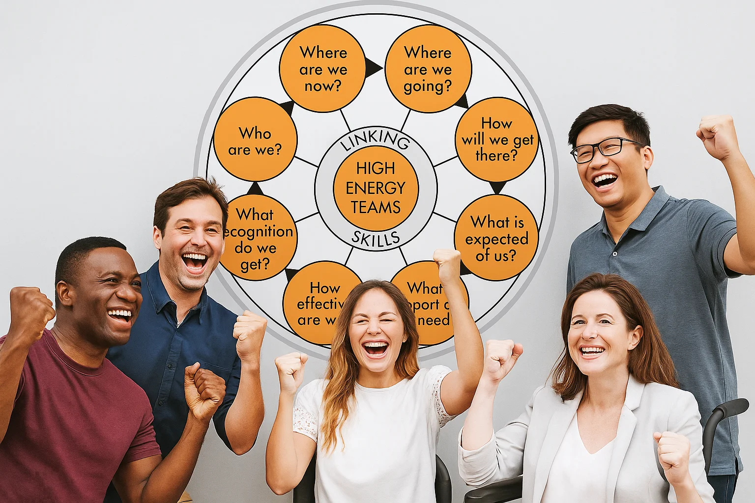 Team members analyzing hidden performance gaps using TMS team effectiveness tools